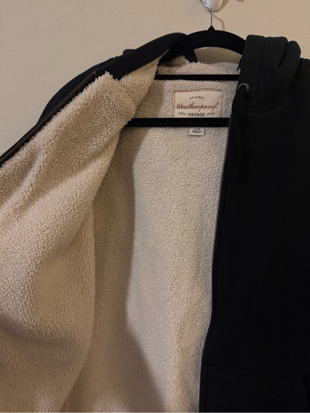 Weatherproof Vintage Sherpa Lined Full Zip Hoodie Black Size L